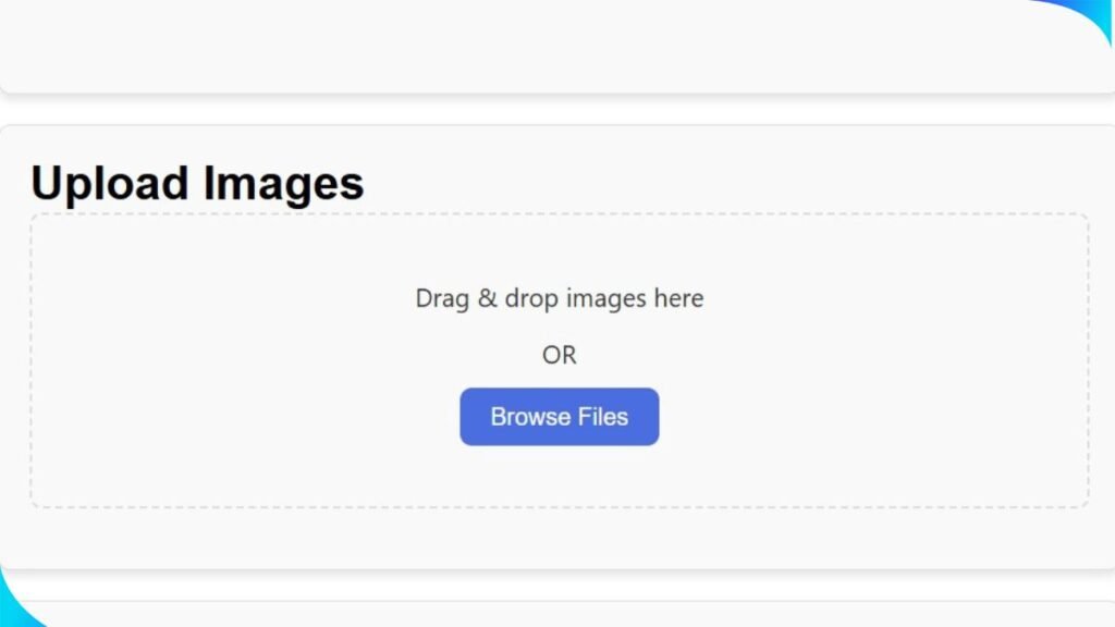 WebP image converter upload images panel with browse files button and drag and drop area