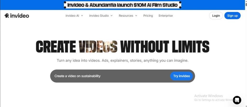 InVideo AI video editor showing customizable templates and automated voiceover for social media content.