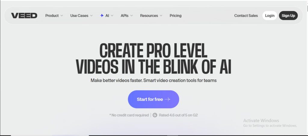 VEED.io AI editor generating subtitles and voiceover for a short UGC video.”