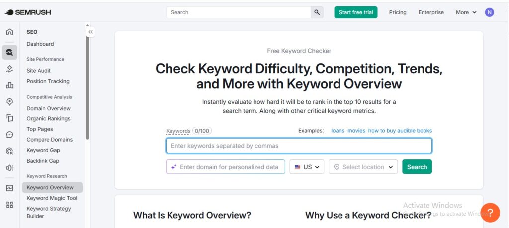 AI search engine visibility tracking tool – Semrush dashboard screenshot
