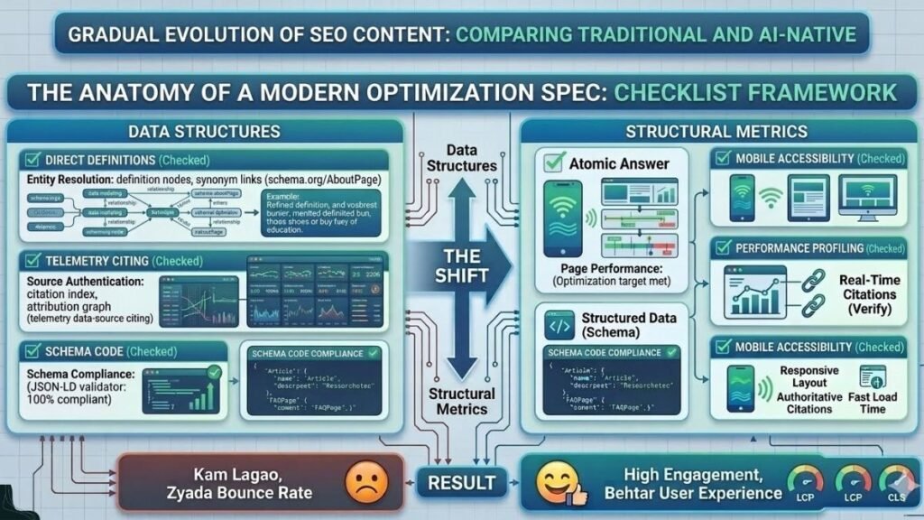 AI Overviews SEO Technical Checklist and Structural Metrics Infographic